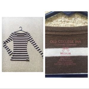 Brown and white striped long sleeved shirt